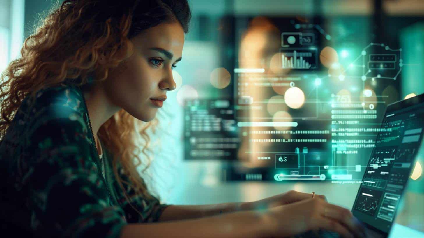 Woman Looking at SEO Analytics