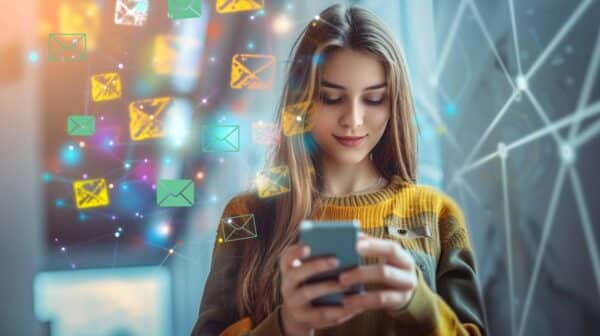 Woman Peraforming Email Click Tracking