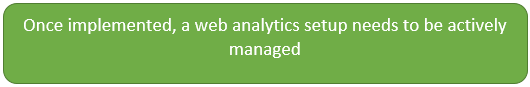 Once implemented a web analytics setup needs to be actively managed