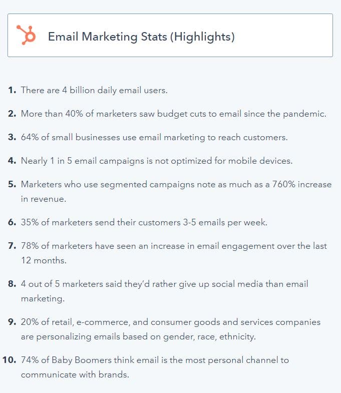 SaaS email marketing statistics 2021