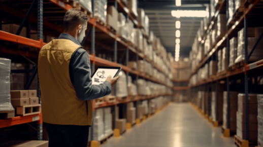 warehouse worker using saas warehouse management software