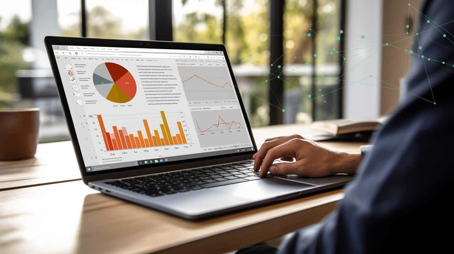 a laptop screen showing SaaS marketing benchmarks