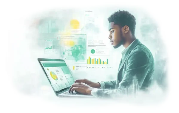 Customer retention marketing analytics dashboard on laptop